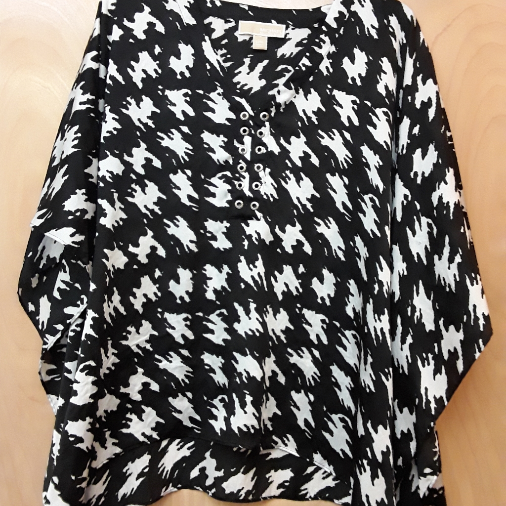 Michael Kors Hounstooth Batwing Kaftan Beach Top